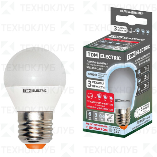 Лампа светодиод. E27  6W TDM 4000K step dim