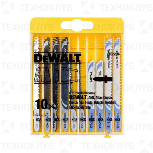 Набор пилок для лобзика DeWalt дерево/металл 10 шт.