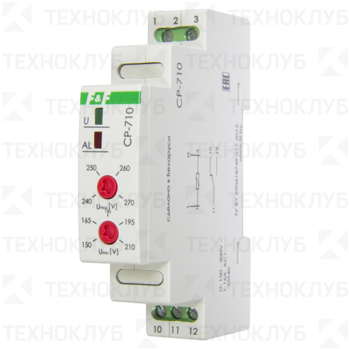 Реле напряжения 16А 3кВт 150-270В (18мм) CP-710  DIN  F&F