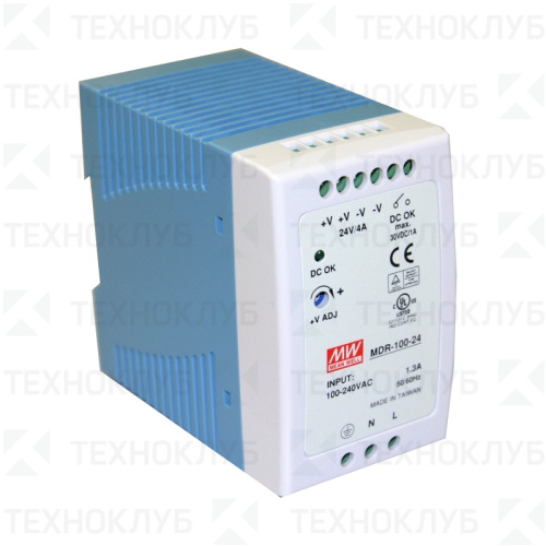 Блок питания на DIN-рейку 24V/DC  96Вт (4A) MDR-100-24 Mean Well