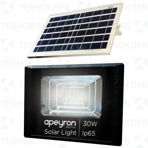 Прожектор LED  30W c солнечной панелью 4200K (3.2 В, 6Aчас, 6000MA, IP65) Apeyron