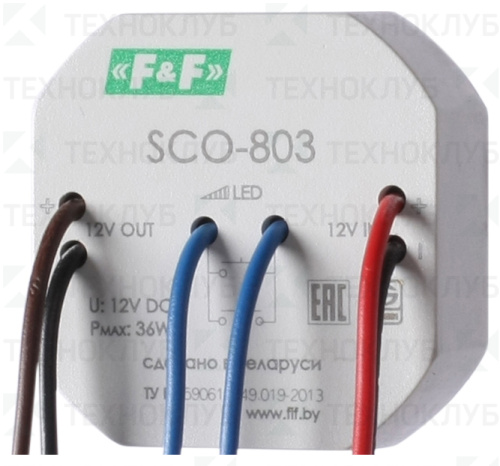 Регулятор освещенности SCO-803 12В 36Вт (регулировка/вкл./выкл. одной кнопкой) в м/коробку  F&F