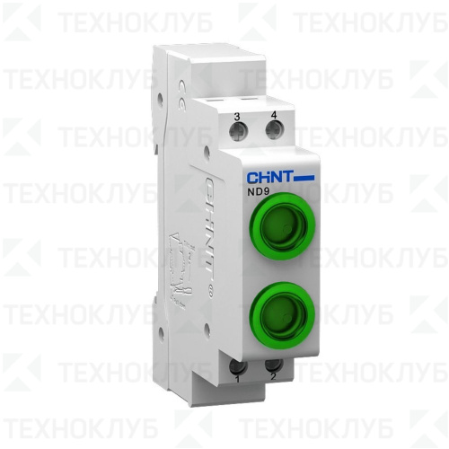 Лампа сигнальная ND9-2/gr 230В AC/DC зеленый+зелёный (LED) DIN  CHINT