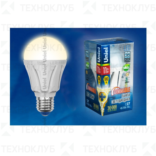 Лампа светодиод. E27  12W A60 DIM Uniel 3000K