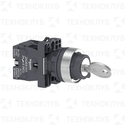 Переключатель с ключом XA2 d22мм (3 полож. с возвратом, вынимание в сред.п.) 2НO  Schneider Electric