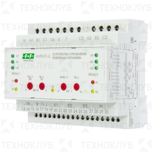 Устройство управления AVR-01-S 85-264В 16A 3ф., N1+N2+S, 3P (2ввода+2нагр, секц. выключатель) F&F