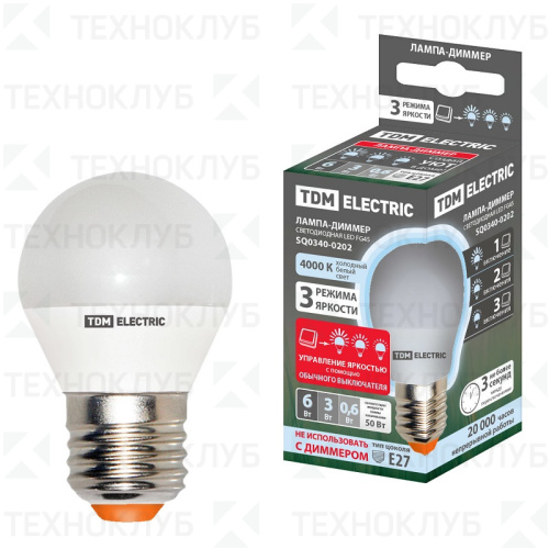 Лампа светодиод. E27   6W TDM 3000K step dim