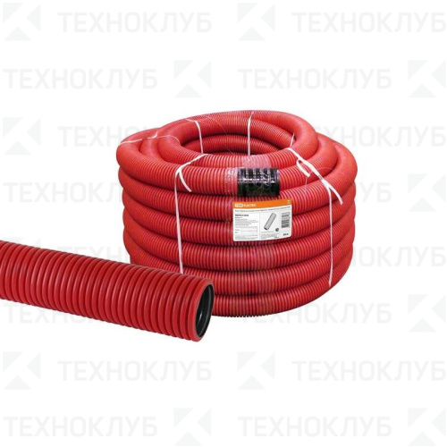 Труба гофрированная двустенная ПНД D= 75 (красная с зондом) TDM