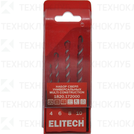 Набор сверл ELITECH Multi Construction по бетону удар. 5шт.