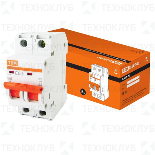 Выключатель автомат.  ВА47-29 C 2п 63А  4,5кА TDM