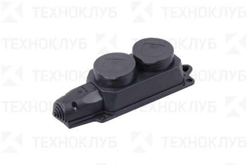 Розетка 2-я 16А с/з IP44 каучук, крышка IEK