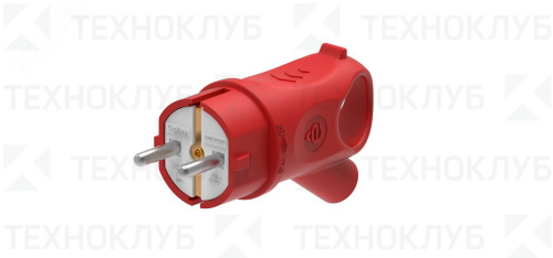 Вилка 16А с/з каучук угловая с кольцом IP44 красная MultiSet Systeme Electric