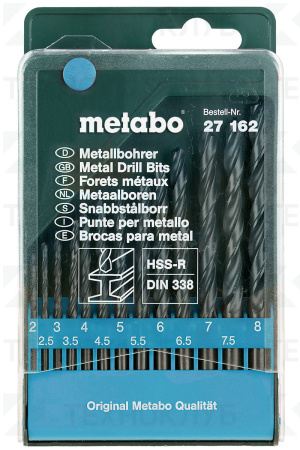 Набор сверл Metabo по металлу 1-8 мм (13шт) HSS-R