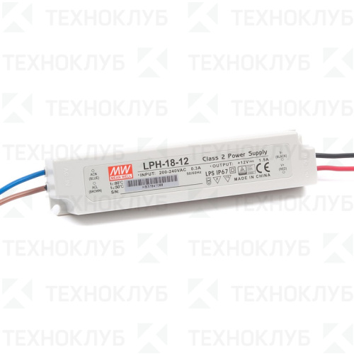 Блок питания 12В  18Вт (1,5A) IP67 LPH-18-12 Mean Well