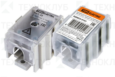 Распред-ный блок проходной РБП- 35 (1х35 - 4х6 мм2) 125/50А TDM