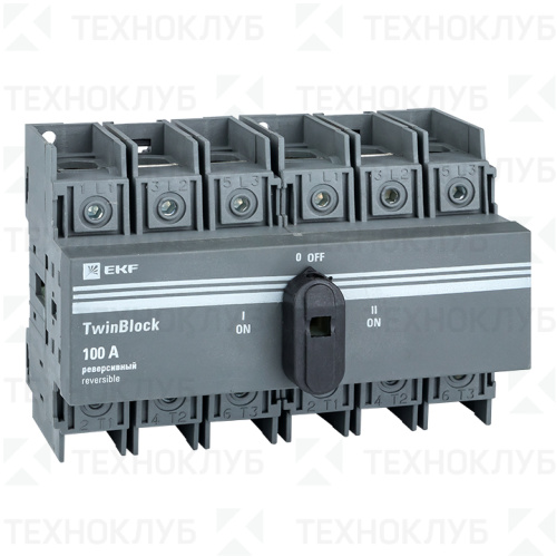 Рубильник на DIN-рейку 100A 3P реверсивный (I-0-II) TwinBlock EKF