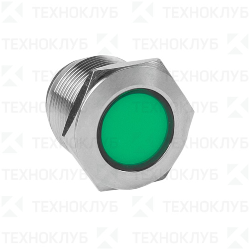 Лампа сигнальная d19мм  24V AC/DC зеленая (LED) металл S-Pro67  EKF