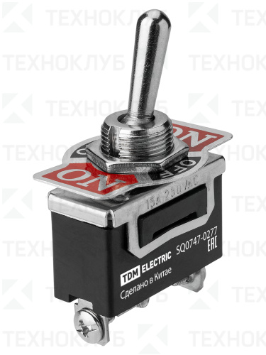 Тумблер без фикс. (d12.2) (ON)-OFF-(ON) 250V 15А (3c) однополюсный (KN3C-123AAH)  TDM