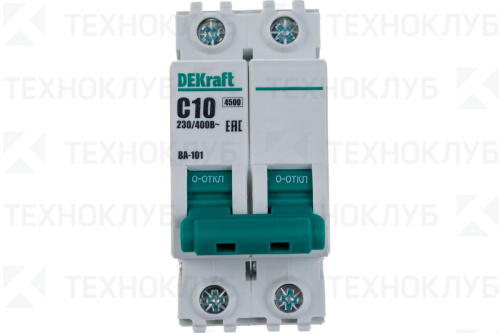 Выключатель автомат. ВА-101  2п 10А 4,5кА х-ка C  DEKraft