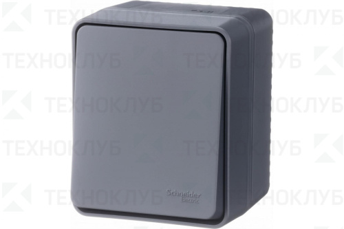 Выключатель Schneider AtlasDesign Profi54 1-клав. IP54 накл. антрацит