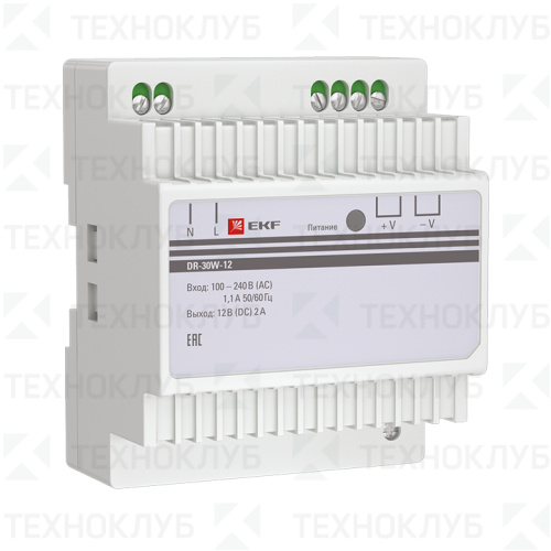 Блок питания на DIN-рейку 12V/DC  30Вт (2A) DR-30W-12 EKF