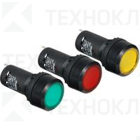 Кнопка плоская с подсветкой d22мм (желтая) 1НО+1НЗ  SB7-CW3565 (230VAC LED) IP54  Tekfor