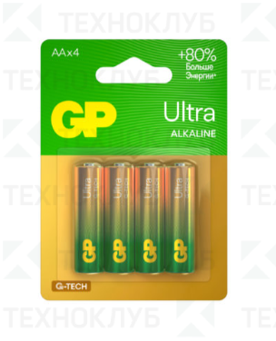 Батарейка (AA) LR6 GP Ultra (4шт) 15AUA21-2CRSBC4
