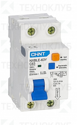 Автомат диф. NXBLE-63Y 1п+N  40A  30mA 4,5kA (36мм) электронный тип AС, х-ка C  CHINT
