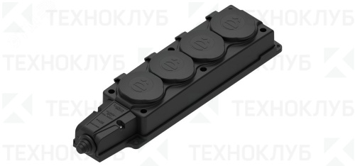 Розетка 4-я 16А с/з IP44 каучук, крышка черная MultiSet Systeme Electric