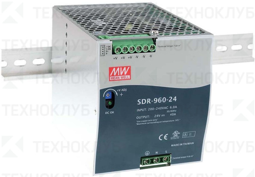 Блок питания на DIN-рейку 24V/DC 960Вт (40A) SDR-960-24 Mean Well