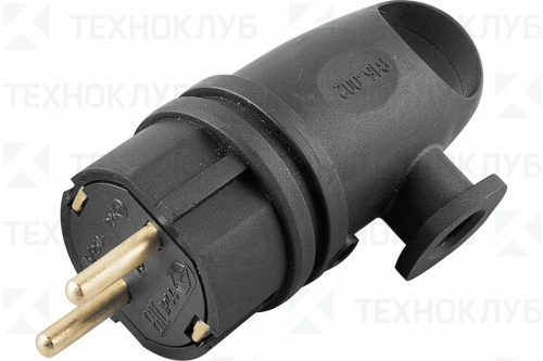Вилка 16А с/з каучук угловая RPG16-21-442 IP44 черный STEKKER