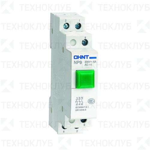 Кнопка модульная NP9-22/1 зеленая 2НО+2НЗ  DIN  CHINT