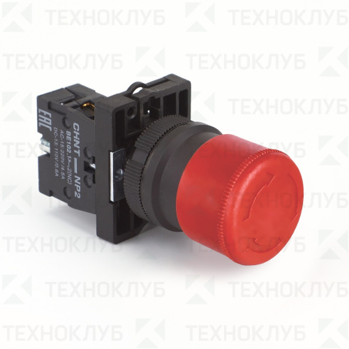 Кнопка управления d22мм "Грибок" 30мм (красный) 1НЗ с фикс.(возврат поворотом) NP2-ES442 IP40  CHINT