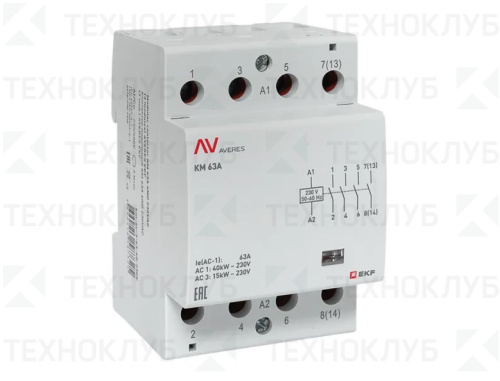Контактор модульный  63А 4НО 220В (54мм) DIN  КМ AVERES EKF