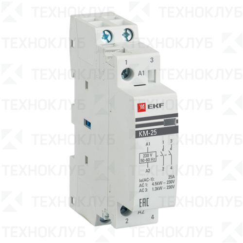 Контактор модульный  25А 2НО 220В (18мм) DIN  КМ  EKF