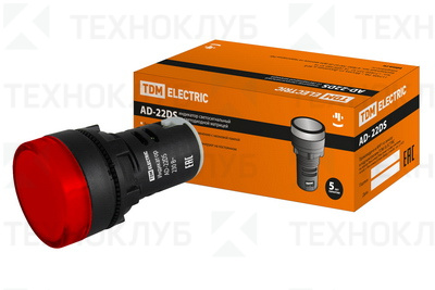Лампа сигнальная d22мм  12V AC/DC красная (LED) AD22DS  TDM