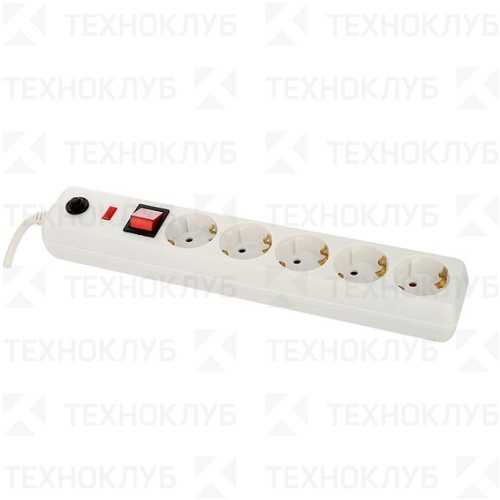 Сетевой фильтр 5*3м с выкл. белый IEK