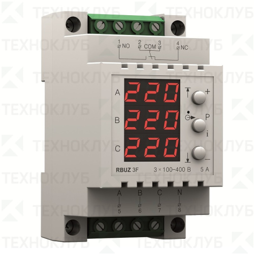 Реле напряжения  3ф  5А 120-280В (52мм) контроль асимметрии,чередования 3F DIN  RBUZ