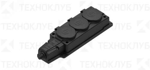 Розетка 3-я 16А с/з IP44 каучук, крышка черная MultiSet Systeme Electric
