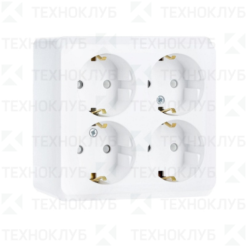 Розетка Schneider Этюд 4-ая c/з с защ. накл.