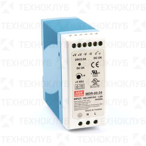 Блок питания на DIN-рейку 24V/DC  60Вт (2.5A) MDR-60-24 Mean Well