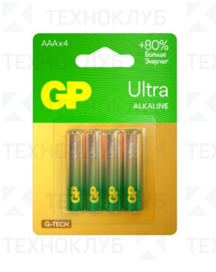 Батарейка (AAA) LR03 GP Ultra (4шт) 24AUA21-2CRSBC4