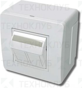 Коробка в сборе с 2 розетками RJ45, кат.5е (телефон / компьютер), белая  DKC