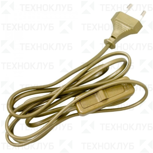 Шнур сетевой с выкл.1,9 м зол.  Feron