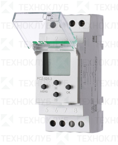 Реле времени PCZ-525-3 16А 24-264В AC/DC (астроном./ NFC/ночн.перер./ с подкл.датчик/ ±199 мин)  F&F