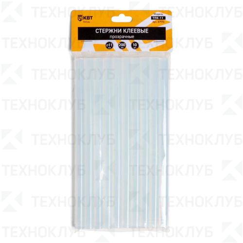 Стержень клеевой 11x200mm (10шт) прозрачный ТПК-11  КВТ