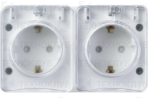 Розетка Schneider AtlasDesign Profi54 2-ая c/з с крышкой IP54 накл. белый