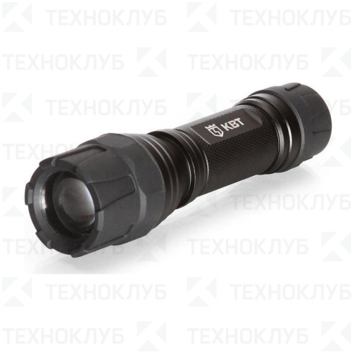 Фонарь ручной КВТ FL-8030 10W акк. 1*18650/3*AAA IPX4 регулируемый фокус, USB