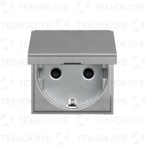 Розетка ABB NIE Zenit 1-ая с/з с крышкой серебро N2288.1 PL