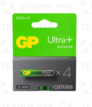 Батарейка (AAA) LR03 GP Ultra+ (4шт) 24AUPA21-2CRSB4